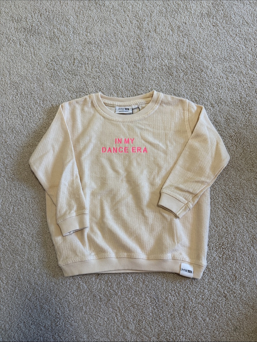 NWT Cream Sweatshirt with Neon Pink "IN MY DANCE ERA"